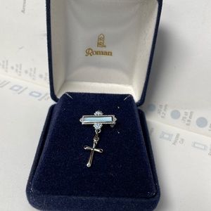 Roman inc. sterling silver tie tac - cross